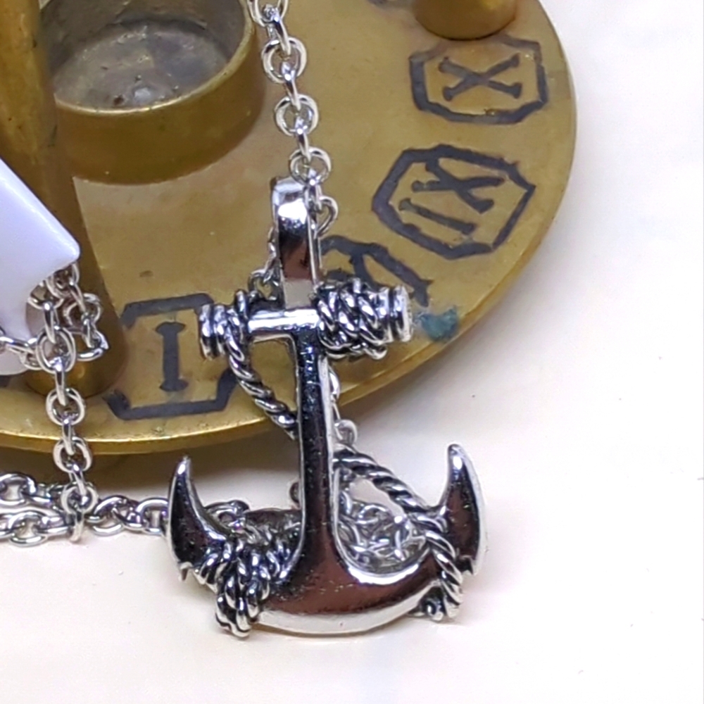 ⚓Anchor Stainless Steel Silver Pendant on 22" Oval Link Chain For Men/Women NWT